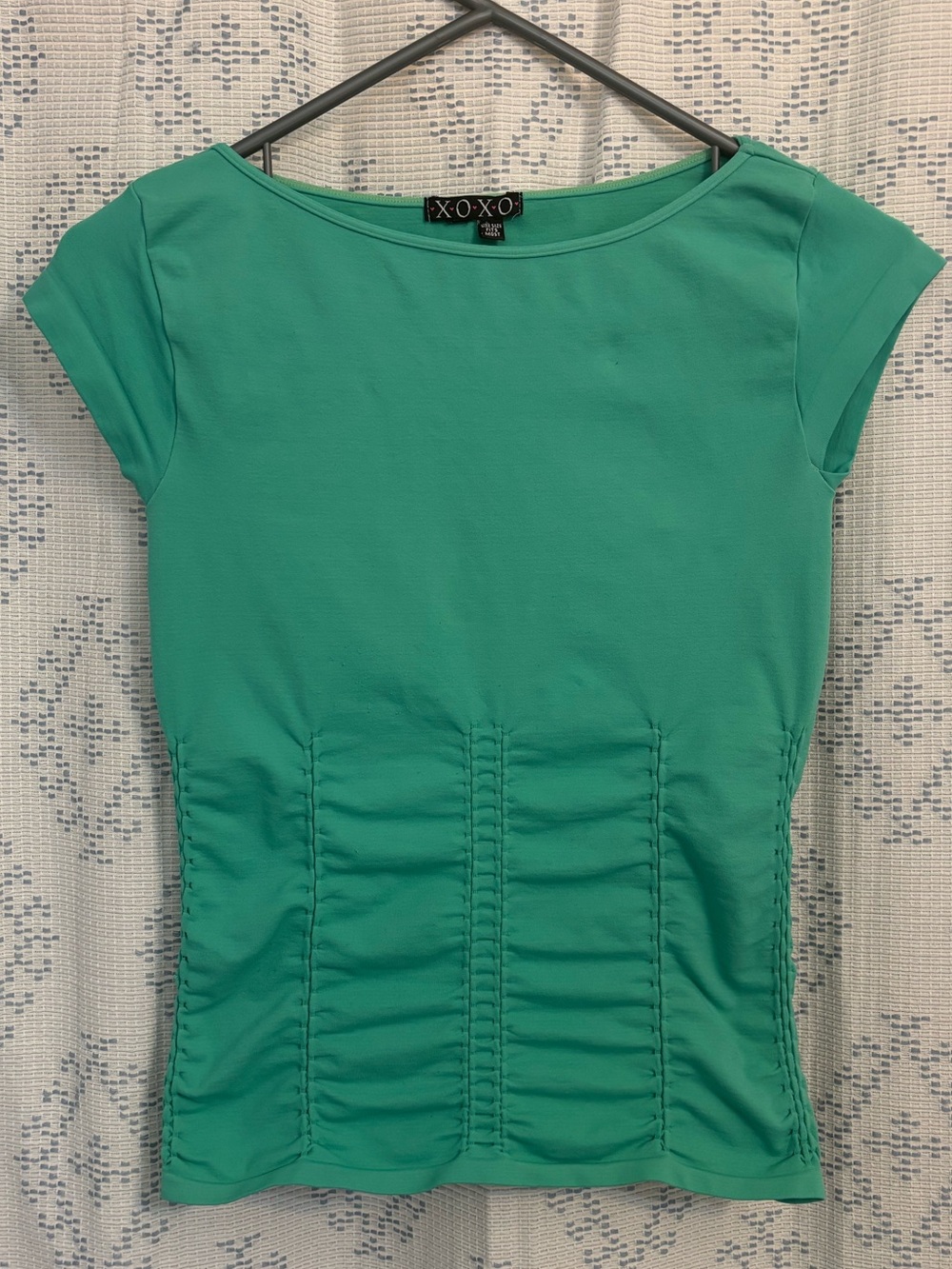 VINTAGE: Super Cute XOXO y2k Crop Top (Teal/Mint)